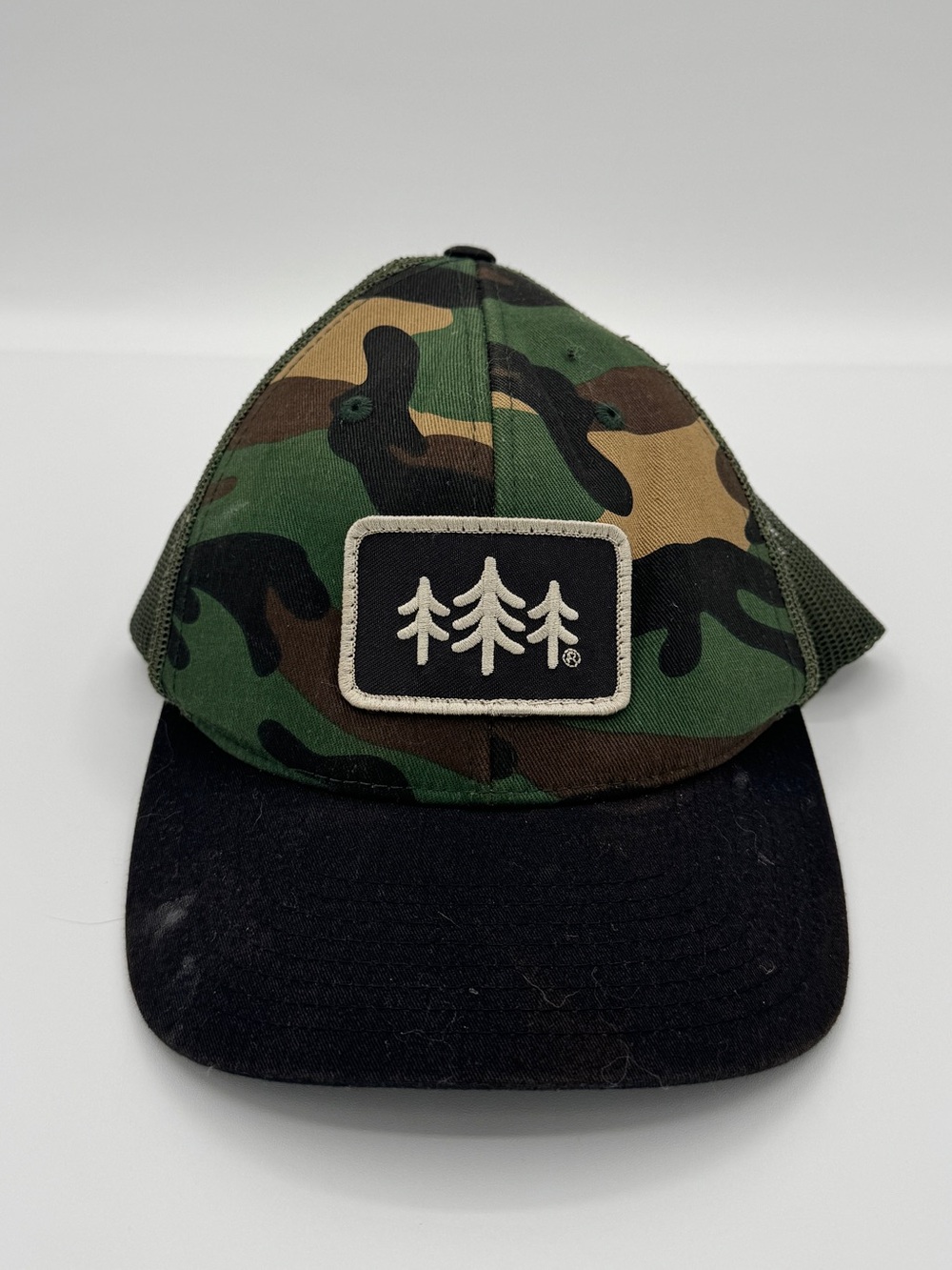 tentree Woodland Camo Mesh Trucker Snapback Hat Adjustable